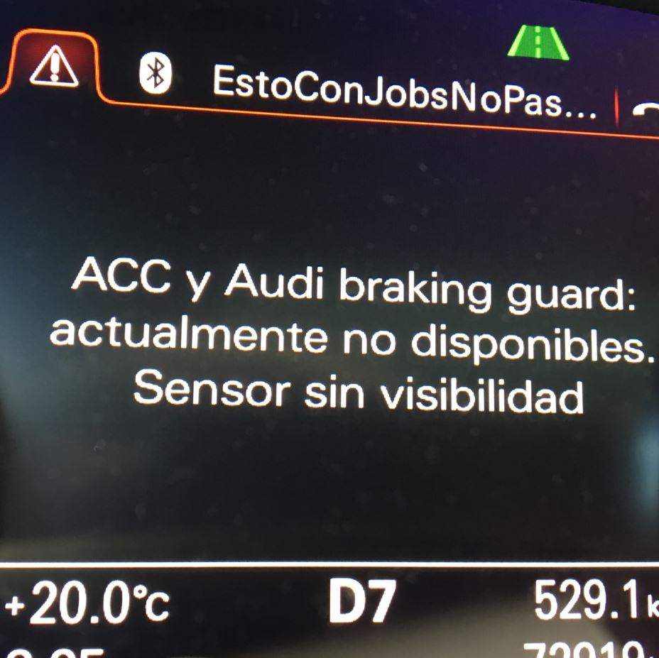 ACC y Audi Braking Guard: no disponibles sensor sin visibilidad